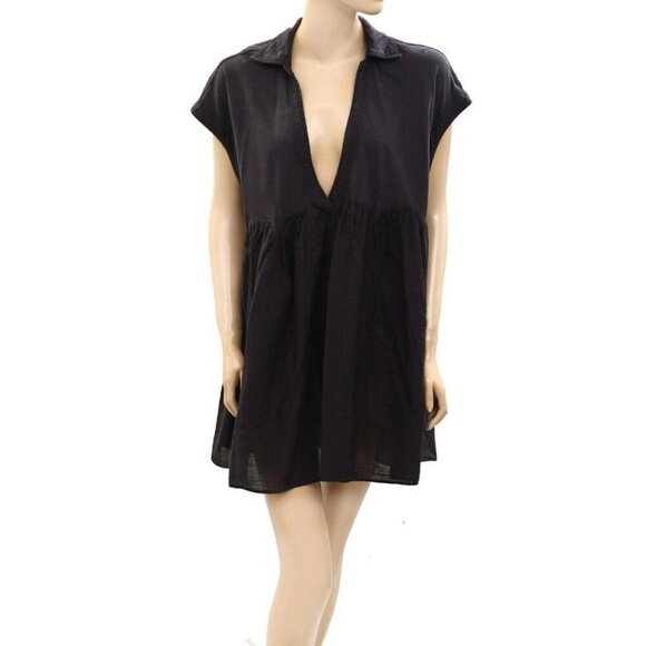 By Anthropologie The Beach Swing Tunic Dress Oversized Cotton Black S New - Picture 5 of 13